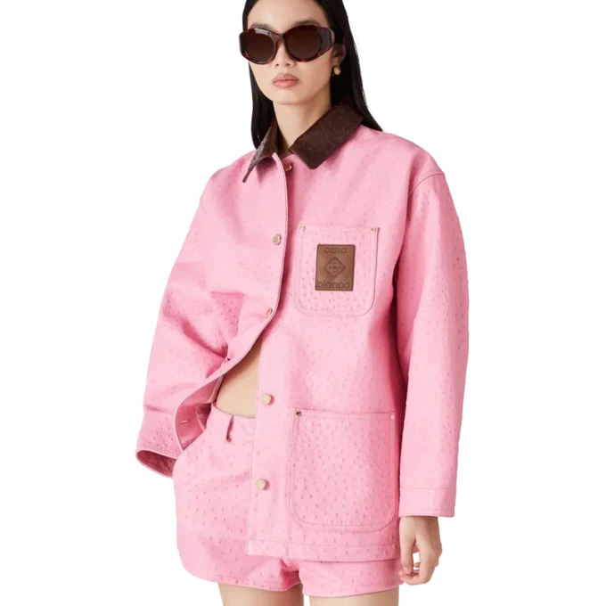 Abrigo de trabajo de cuero repujado Abrigo de trabajo de cuero repujado