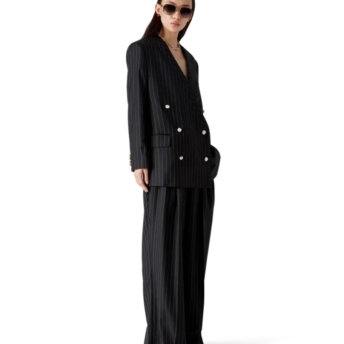 Blazer oversize de lana a rayas