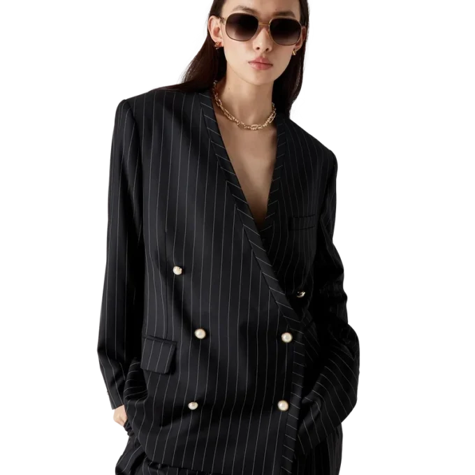 Blazer oversize de lana a rayas