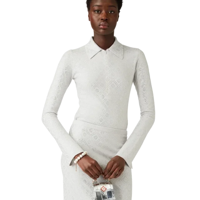 Body de punto con monograma de cristal