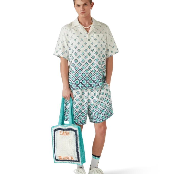 Bolso de ganchillo a rayas