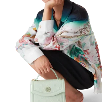 Bolso Mini Jeanne con monograma en relieve color menta