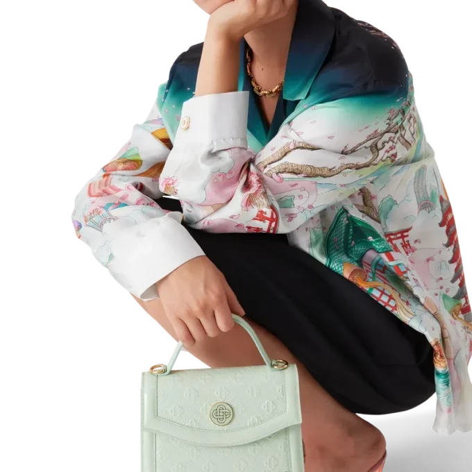 Bolso Mini Jeanne con monograma en relieve color menta