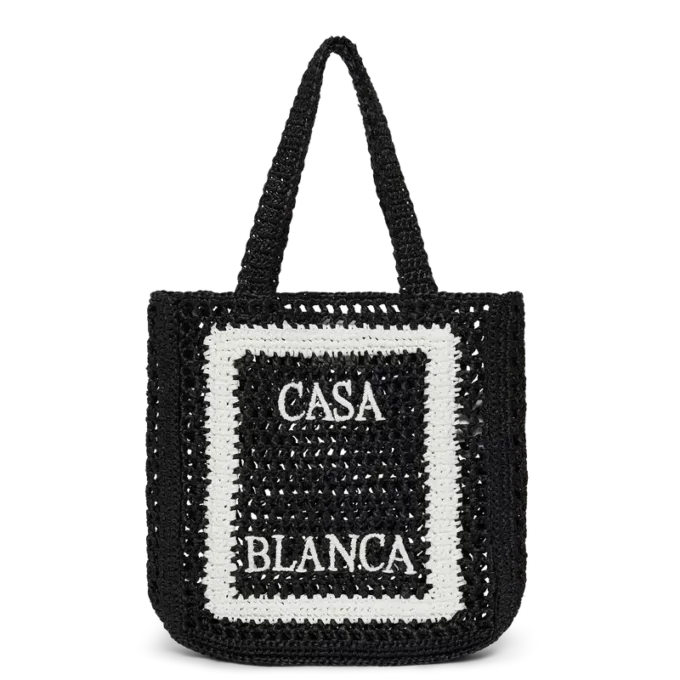 Bolso tote de rafia negro