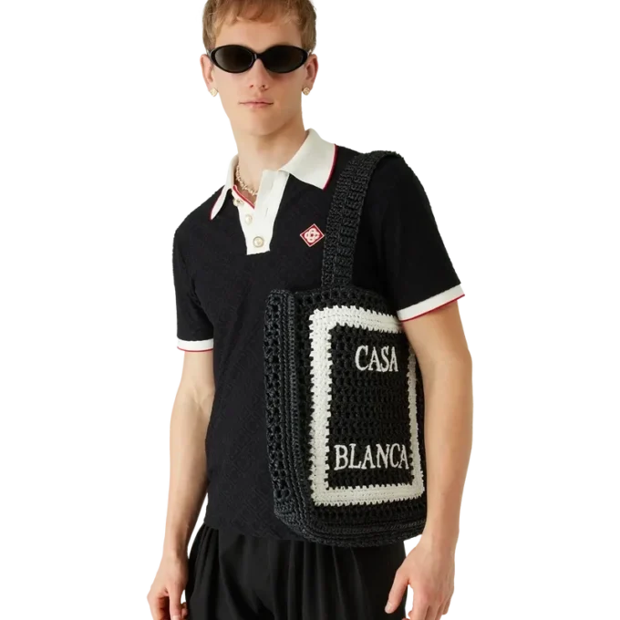 Bolso tote de rafia negro