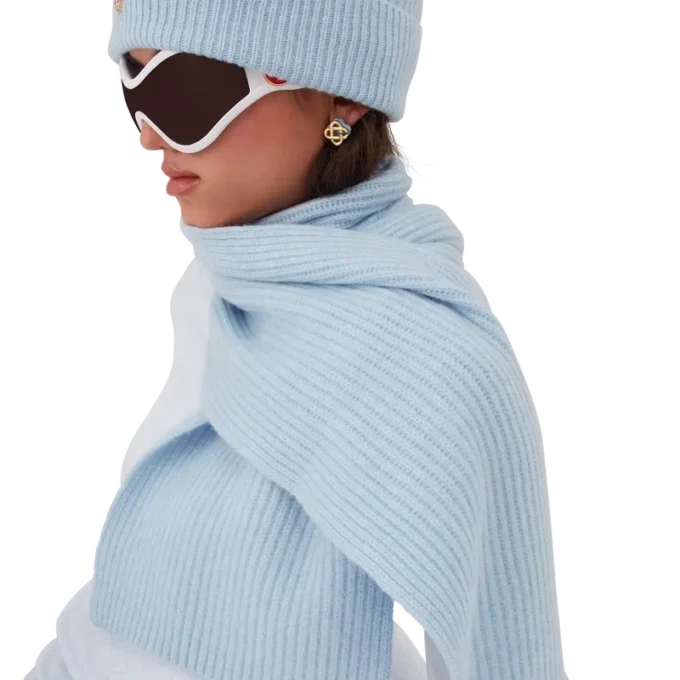Bufanda de esquí de punto elástico de lana Bufanda de esquí de punto elástico de lana