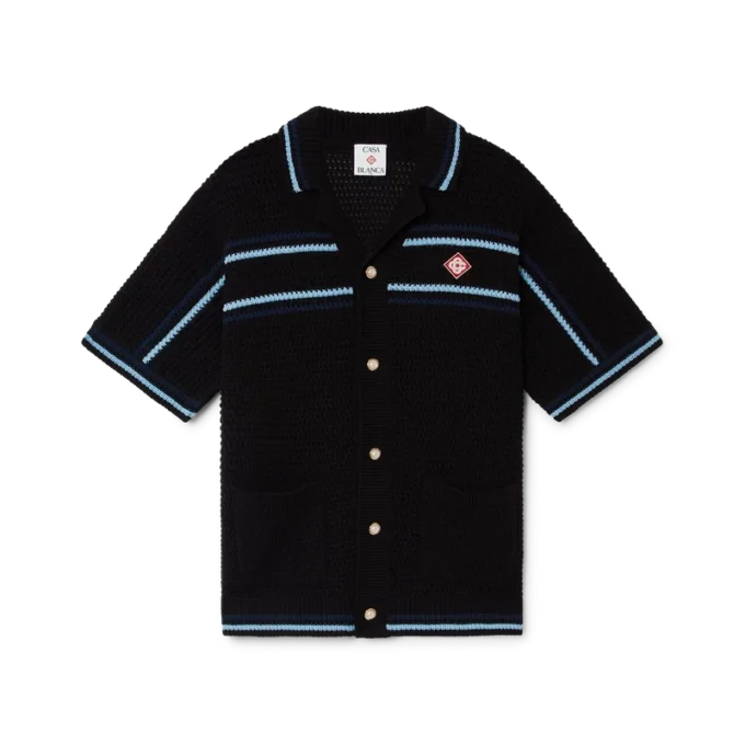 Camisa de algodón de ganchillo de tenis de pantalón corto