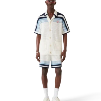 Camisa de algodón de ganchillo de tenis de pantalón corto