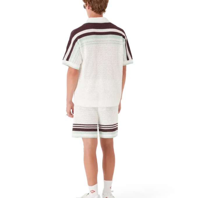 Camisa de algodón de ganchillo de tenis de pantalón corto