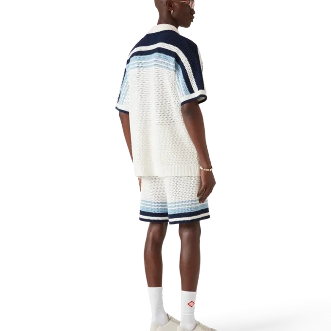 Camisa de algodón de ganchillo de tenis de pantalón corto