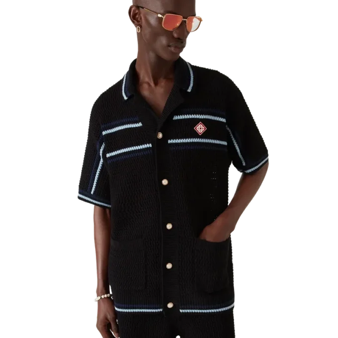 Camisa de algodón de ganchillo de tenis de pantalón corto