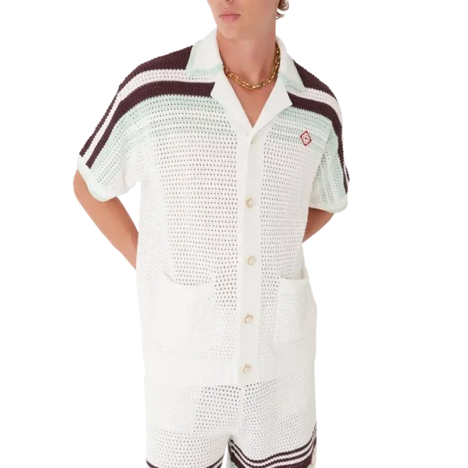 Camisa de algodón de ganchillo de tenis de pantalón corto