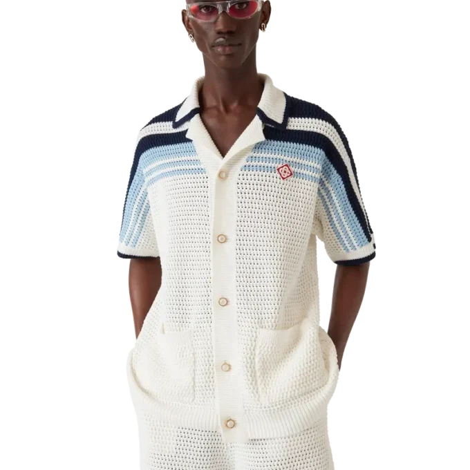 Camisa de algodón de ganchillo de tenis de pantalón corto
