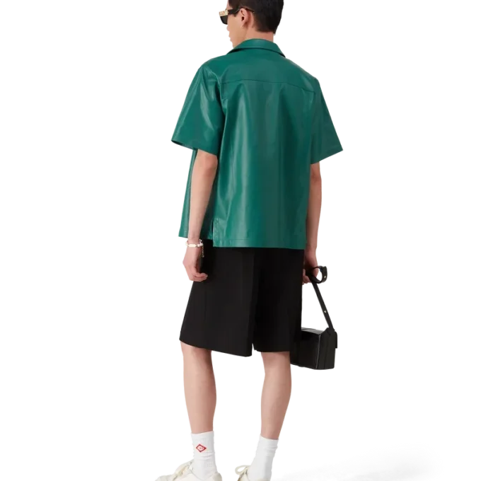 Camisa de cuero de manga corta