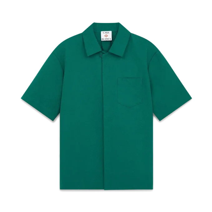 Camisa de jacquard de algodón con monograma y pantalones cortos