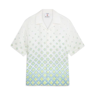Camisa de lino de manga corta con monograma degradado