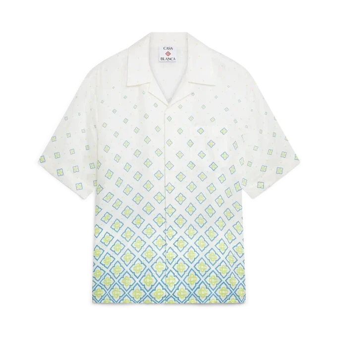 Camisa de lino de manga corta con monograma degradado