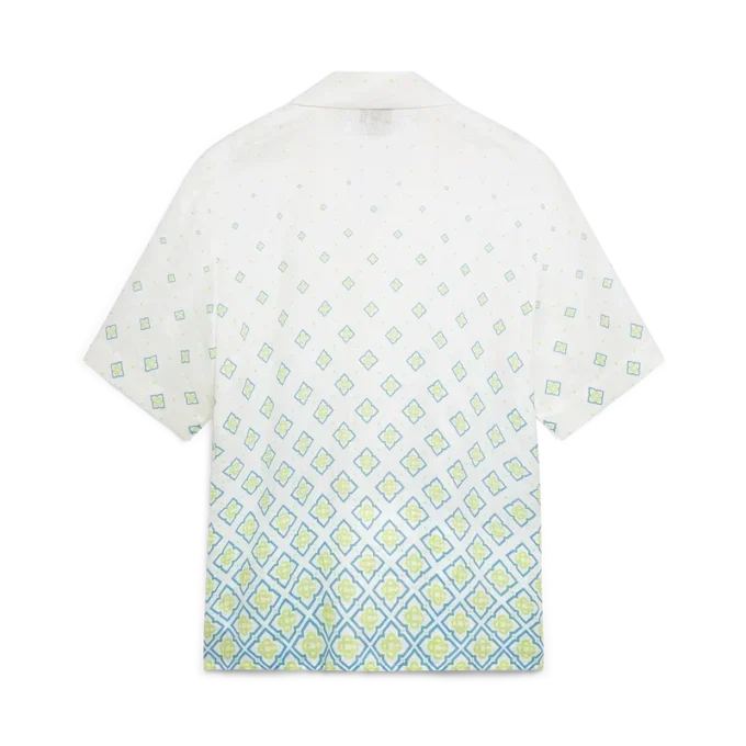 Camisa de lino de manga corta con monograma degradado