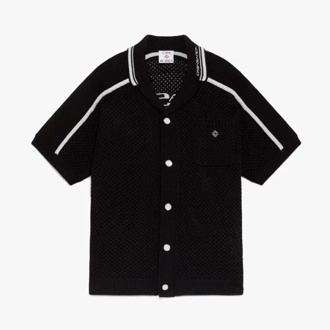 Camisa de malla negra de manga corta