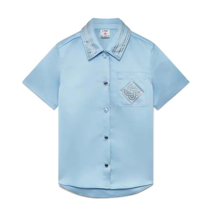 Camisa de manga corta de satén