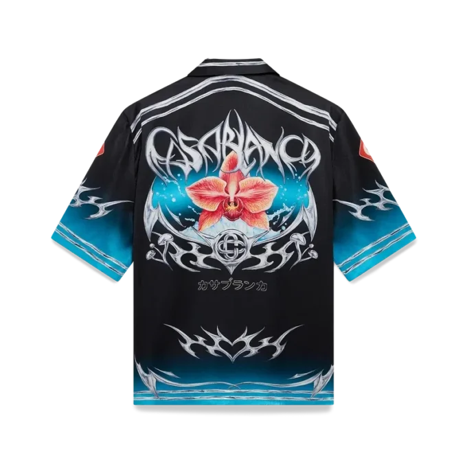 Camisa de manga corta de satén de seda Blades Camisa de manga corta de satén de seda Blades