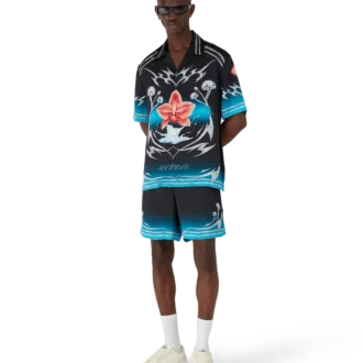 Camisa de manga corta de satén de seda Blades