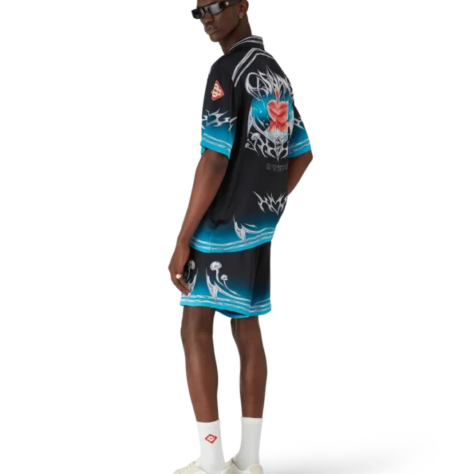 Camisa de manga corta de satén de seda Blades Camisa de manga corta de satén de seda Blades