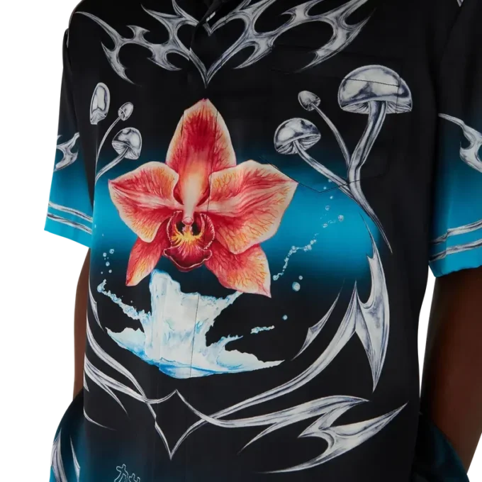 Camisa de manga corta de satén de seda Blades Camisa de manga corta de satén de seda Blades