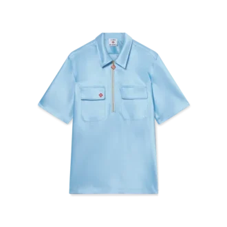 Camisa de pantalón corto con cremallera de un cuarto de satén