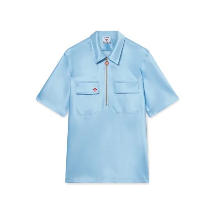 Camisa de pantalón corto con cremallera de un cuarto de satén