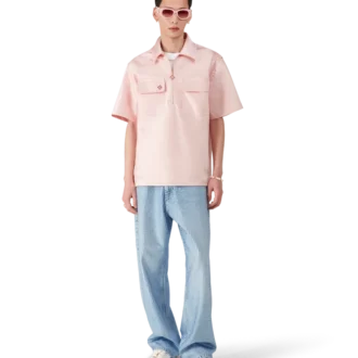 Camisa de pantalón corto con cremallera de un cuarto de satén