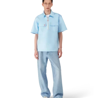 Camisa de pantalón corto con cremallera de un cuarto de satén