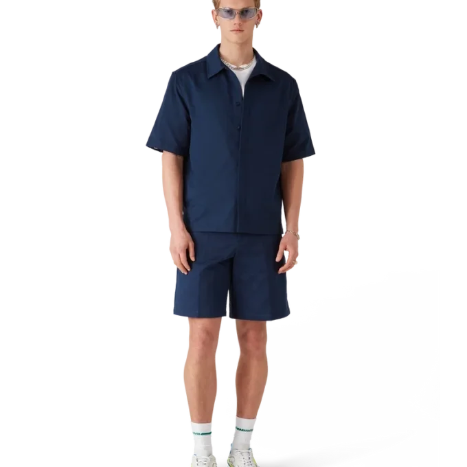 Camisa de pantalón corto con monograma azul marino