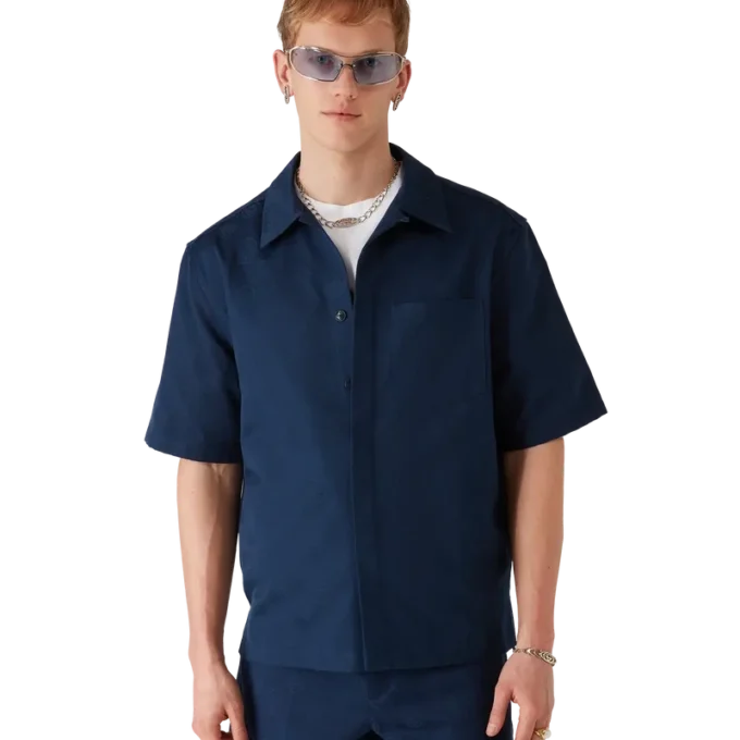 Camisa de pantalón corto con monograma azul marino