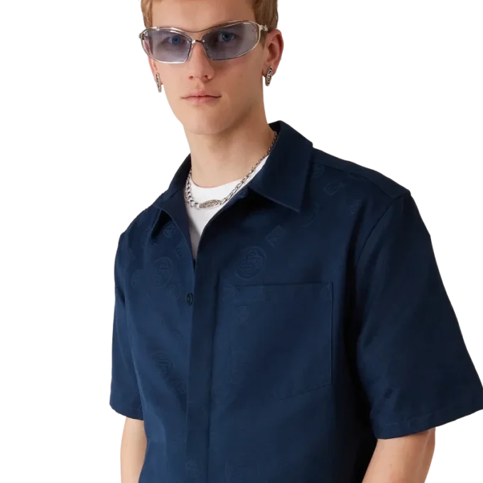 Camisa de pantalón corto con monograma azul marino