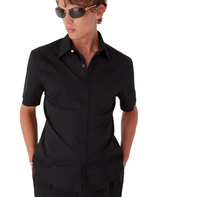 Camisa de pantalón corto de algodón con monograma