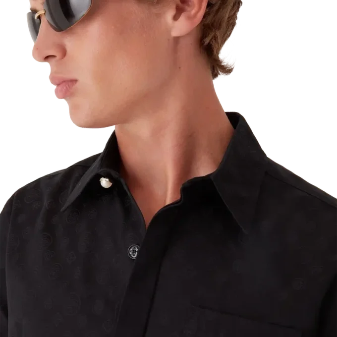 Camisa de pantalón corto de algodón con monograma