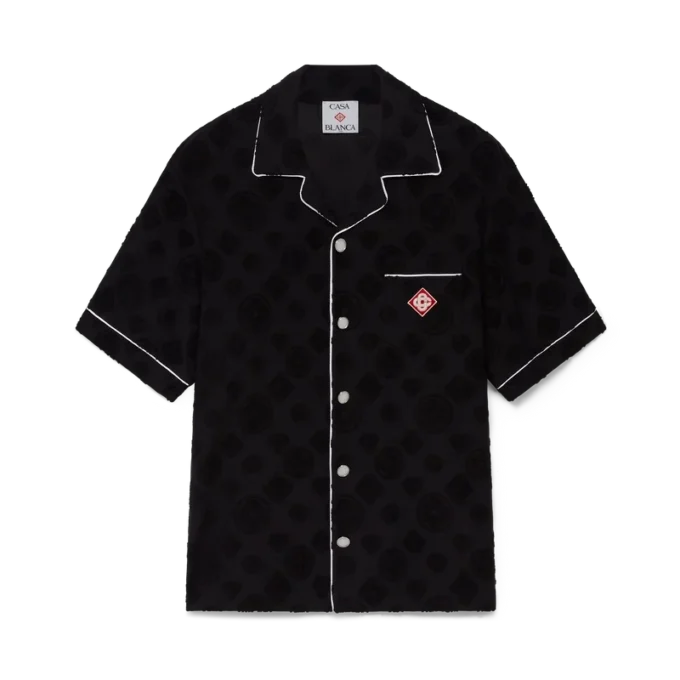 Camisa de pantalón corto de rizo con monograma