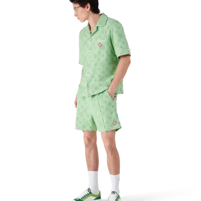 Camisa de pantalón corto de rizo con monograma