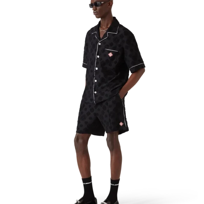 Camisa de pantalón corto de rizo con monograma