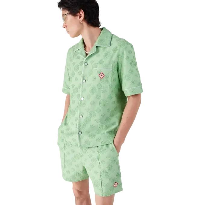 Camisa de pantalón corto de rizo con monograma