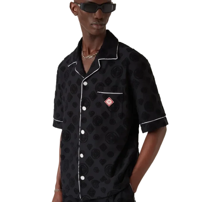 Camisa de pantalón corto de rizo con monograma