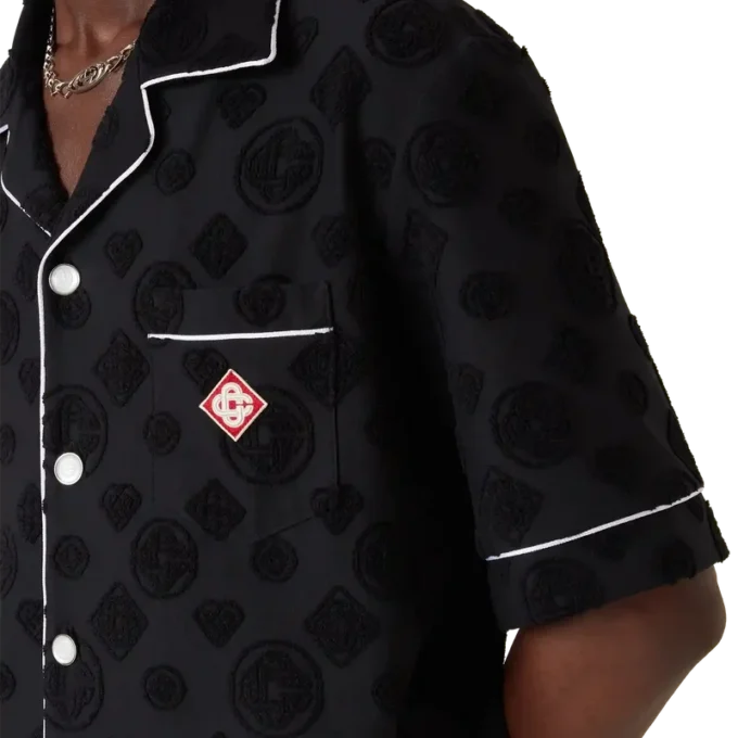 Camisa de pantalón corto de rizo con monograma