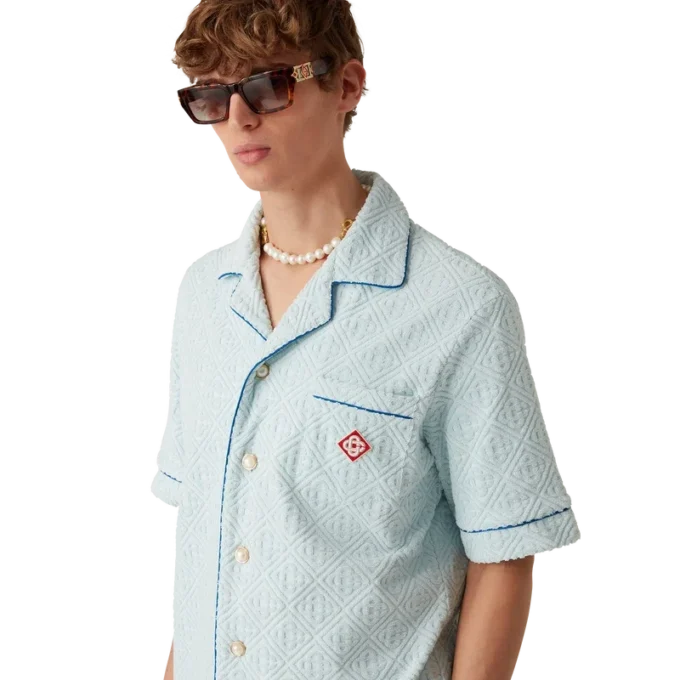 Camisa de pantalón corto de rizo con monograma