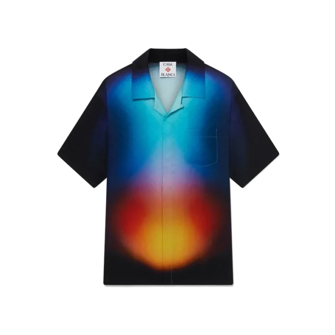 Camisa de pantalón corto de seda con estampado degradado