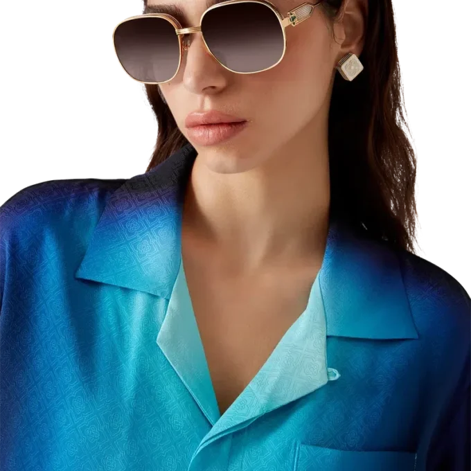 Camisa de pantalón corto de seda con estampado degradado