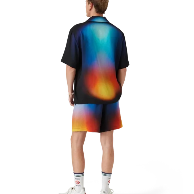 Camisa de pantalón corto de seda con estampado degradado