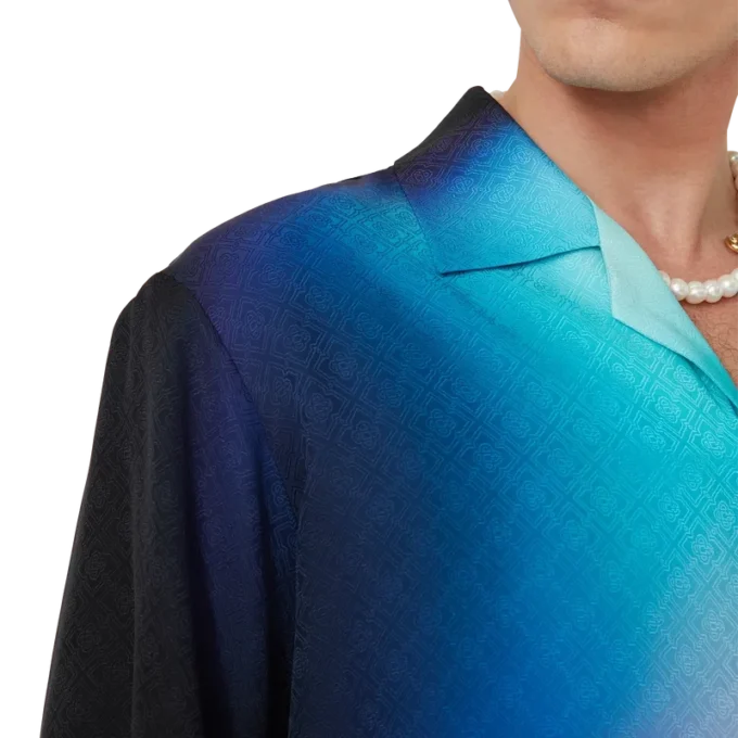Camisa de pantalón corto de seda con estampado degradado