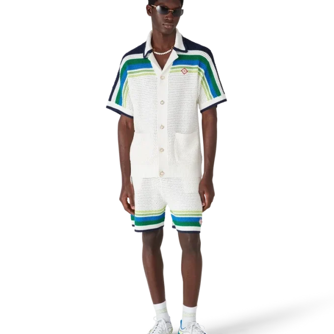 Camisa de punto de manga corta a rayas