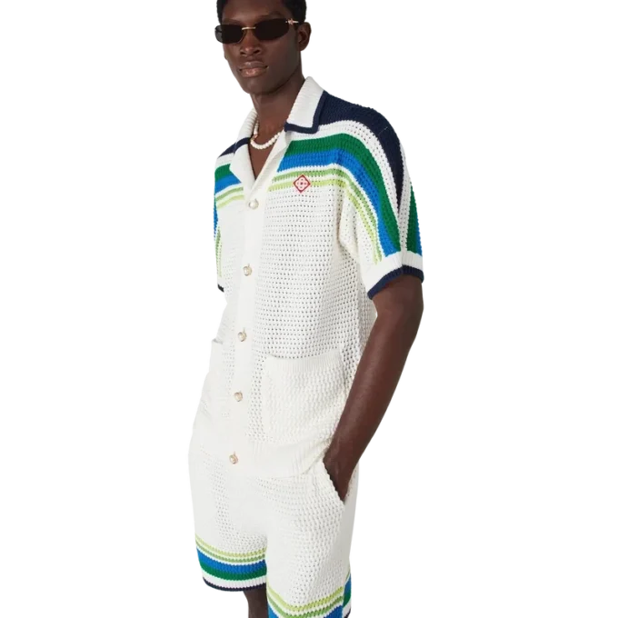 Camisa de punto de manga corta a rayas